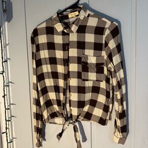 Checkered Tie-Front Shirt